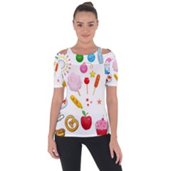 Summer Fair Food Goldfish Shoulder Cut Out Short Sleeve Top by Nexatart