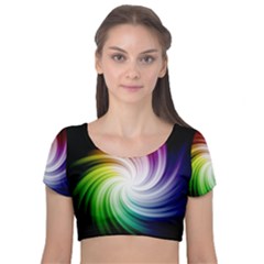 Rainbow Swirl Twirl Velvet Short Sleeve Crop Top 