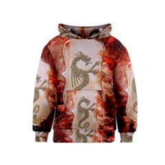 Wonderful Chinese Dragon With Flowers On The Background Kids  Pullover Hoodie by FantasyWorld7