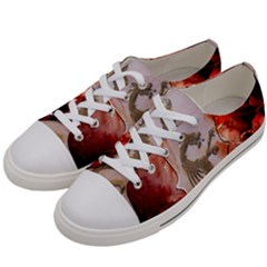 Wonderful Chinese Dragon With Flowers On The Background Women s Low Top Canvas Sneakers by FantasyWorld7