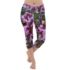 Redbud In April Lightweight Velour Capri Yoga Leggings by Riverwoman