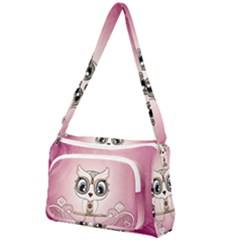 Cute Little Owl With Hearts Front Pocket Crossbody Bag