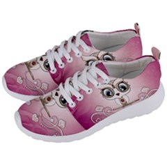 Cute Little Owl With Hearts Men s Lightweight Sports Shoes by FantasyWorld7