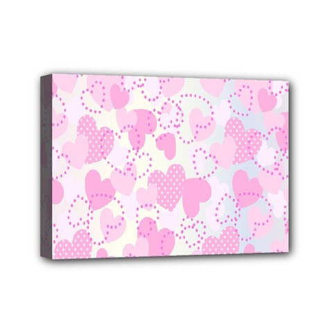 Valentine Background Hearts Bokeh Mini Canvas 7  X 5  (stretched) by Nexatart