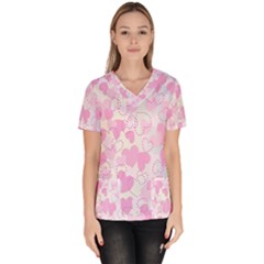 Valentine Background Hearts Bokeh Women s V-neck Scrub Top by Nexatart