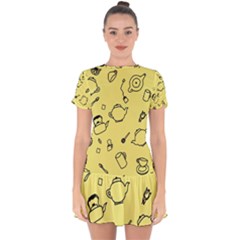 Tea Seamless Pattern Teatime Drop Hem Mini Chiffon Dress by Nexatart