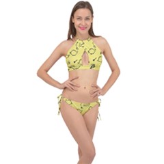 Tea Seamless Pattern Teatime Cross Front Halter Bikini Set