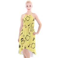 Tea Seamless Pattern Teatime High-low Halter Chiffon Dress  by Nexatart