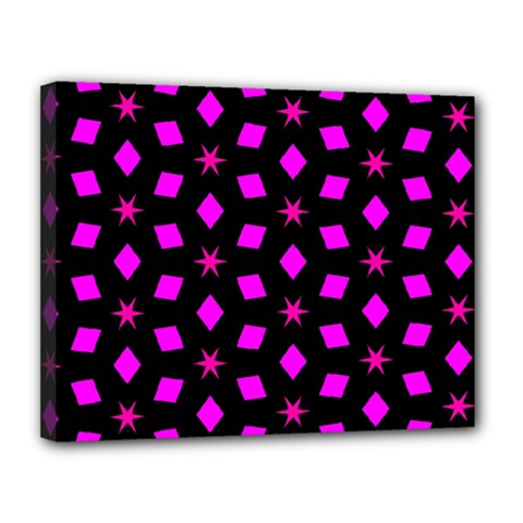 Pattern Stars Squares Texture Canvas 14  X 11  (stretched) by Nexatart