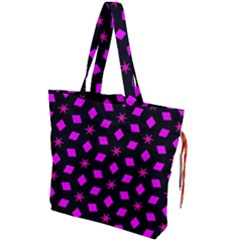 Pattern Stars Squares Texture Drawstring Tote Bag by Nexatart