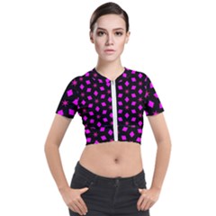 Pattern Stars Squares Texture Short Sleeve Cropped Jacket