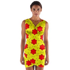 Pattern Red Star Texture Star Wrap Front Bodycon Dress by Nexatart