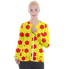 Pattern Red Star Texture Star Casual Zip Up Jacket by Nexatart