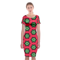 Pattern Flower Pattern Seamless Classic Short Sleeve Midi Dress by Nexatart