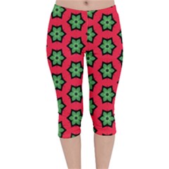 Pattern Flower Pattern Seamless Velvet Capri Leggings  by Nexatart