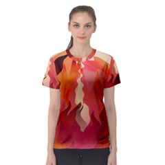 Fire Abstract Cartoon Red Hot Women s Sport Mesh Tee