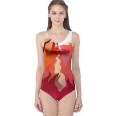Fire Abstract Cartoon Red Hot One Piece Swimsuit by Nexatart