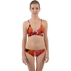 Fire Abstract Cartoon Red Hot Wrap Around Bikini Set by Nexatart