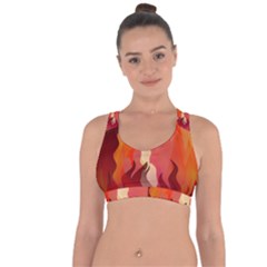 Fire Abstract Cartoon Red Hot Cross String Back Sports Bra by Nexatart