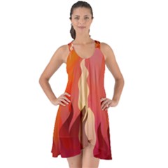 Fire Abstract Cartoon Red Hot Show Some Back Chiffon Dress