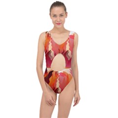 Fire Abstract Cartoon Red Hot Center Cut Out Swimsuit