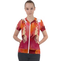 Fire Abstract Cartoon Red Hot Short Sleeve Zip Up Jacket