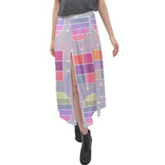 Pastels Shapes Geometric Velour Split Maxi Skirt by Nexatart