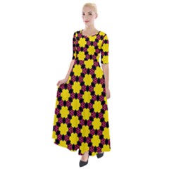 Pattern Colorful Background Texture Half Sleeves Maxi Dress