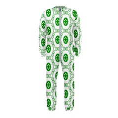 White Background Green Shapes Onepiece Jumpsuit (kids)