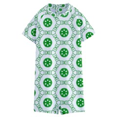 White Background Green Shapes Kids  Boyleg Half Suit Swimwear by Nexatart