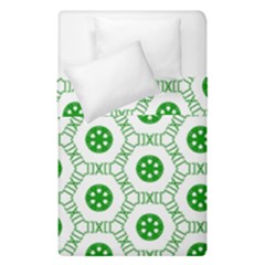 White Background Green Shapes Duvet Cover Double Side (single Size) by Nexatart