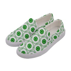 White Background Green Shapes Women s Canvas Slip Ons by Nexatart