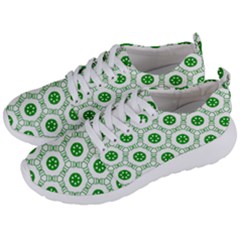 White Background Green Shapes Men s Lightweight Sports Shoes