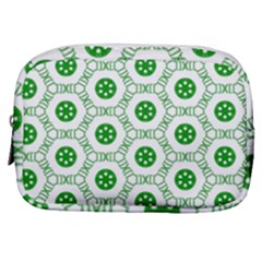 White Background Green Shapes Make Up Pouch (small)