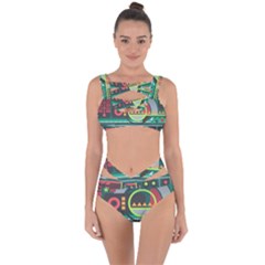 Background Colors Abstract Shapes Bandaged Up Bikini Set 