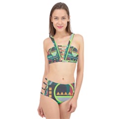 Background Colors Abstract Shapes Cage Up Bikini Set
