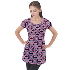 Background Pattern Tile Puff Sleeve Tunic Top by Nexatart