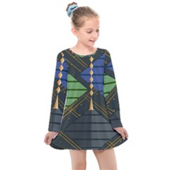 Background Colors Non Seamless Kids  Long Sleeve Dress