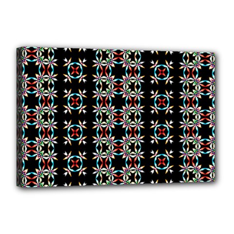 Pattern Black Background Texture Canvas 18  x 12  (Stretched)