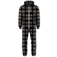 Pattern Black Background Texture Hooded Jumpsuit (Men) 