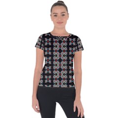 Pattern Black Background Texture Short Sleeve Sports Top 