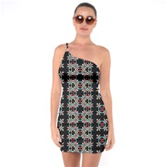 Pattern Black Background Texture One Soulder Bodycon Dress