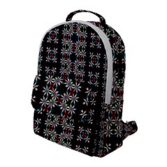 Pattern Black Background Texture Flap Pocket Backpack (Large)
