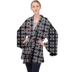 Pattern Black Background Texture Velvet Kimono Robe