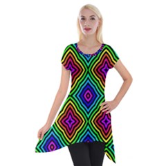 Pattern Rainbow Colors Rainbow Short Sleeve Side Drop Tunic by Nexatart