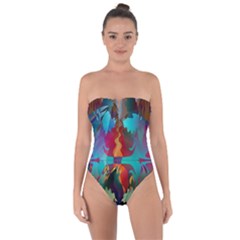 Background Sci Fi Fantasy Colorful Tie Back One Piece Swimsuit by Nexatart