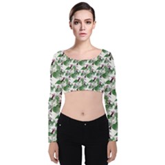 Seamless Background Vintage Velvet Long Sleeve Crop Top