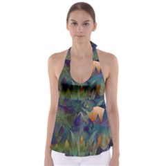 Mountains Abstract Mountain Range Babydoll Tankini Top by Nexatart