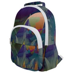 Mountains Abstract Mountain Range Rounded Multi Pocket Backpack by Nexatart