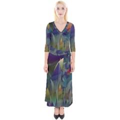 Mountains Abstract Mountain Range Quarter Sleeve Wrap Maxi Dress by Nexatart